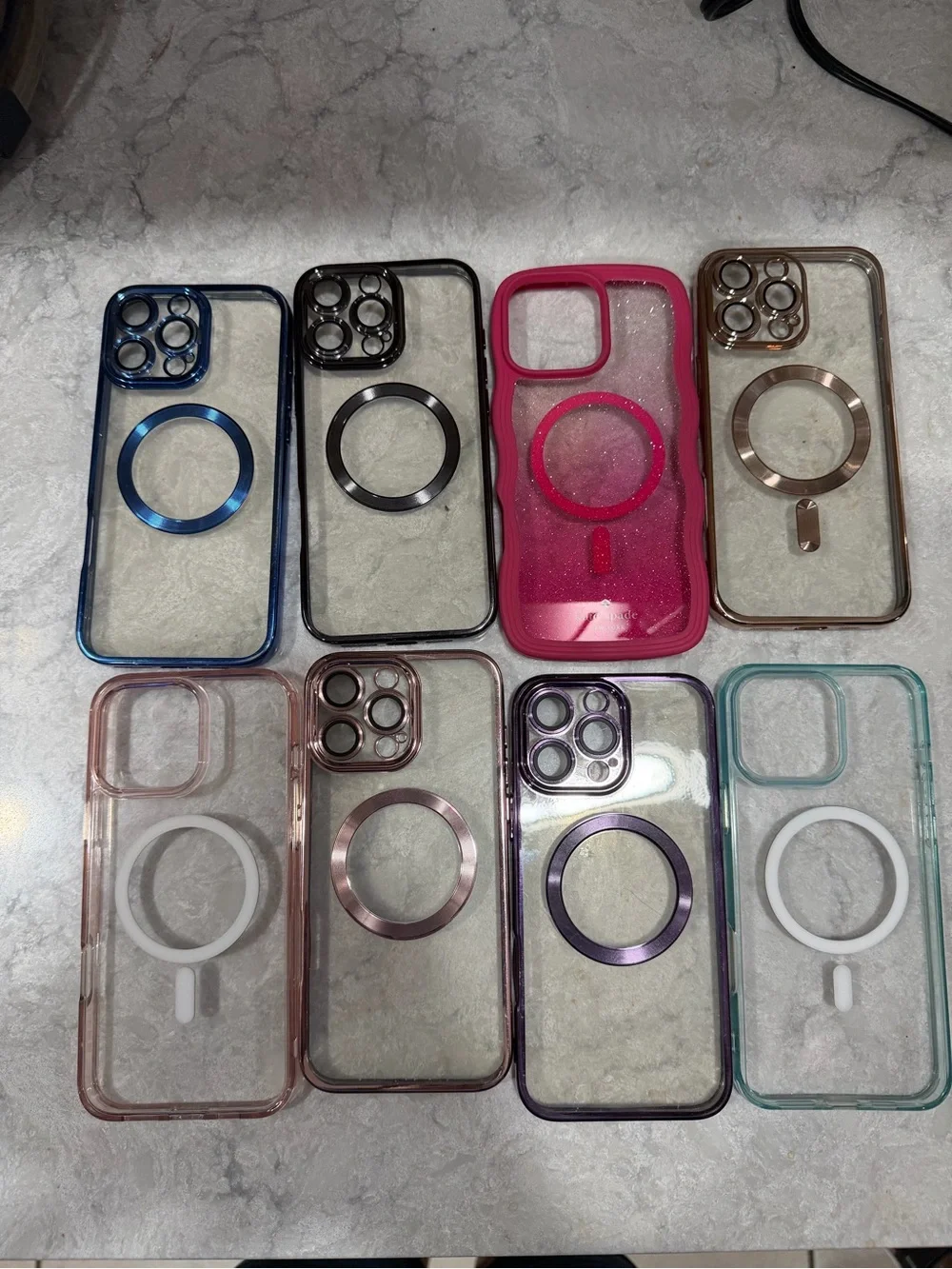 MagSafe-Compatible Clear Phone Case with Pink Accent